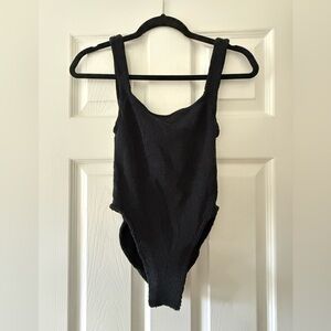 NWOT New Hunza G square neck black one piece swimsuit one size